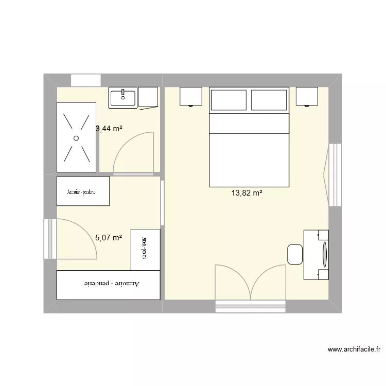 Extension 2. Plan de 2  et 22 m²