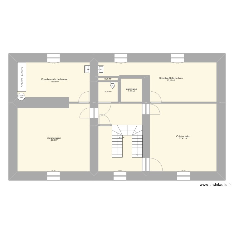 Villa Bleu 1er étage nouveau. Plan de 8 pièces et 115 m2