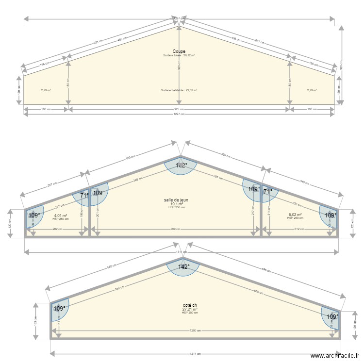 coupe baptiste morgan . Plan de 4 pièces et 55 m2