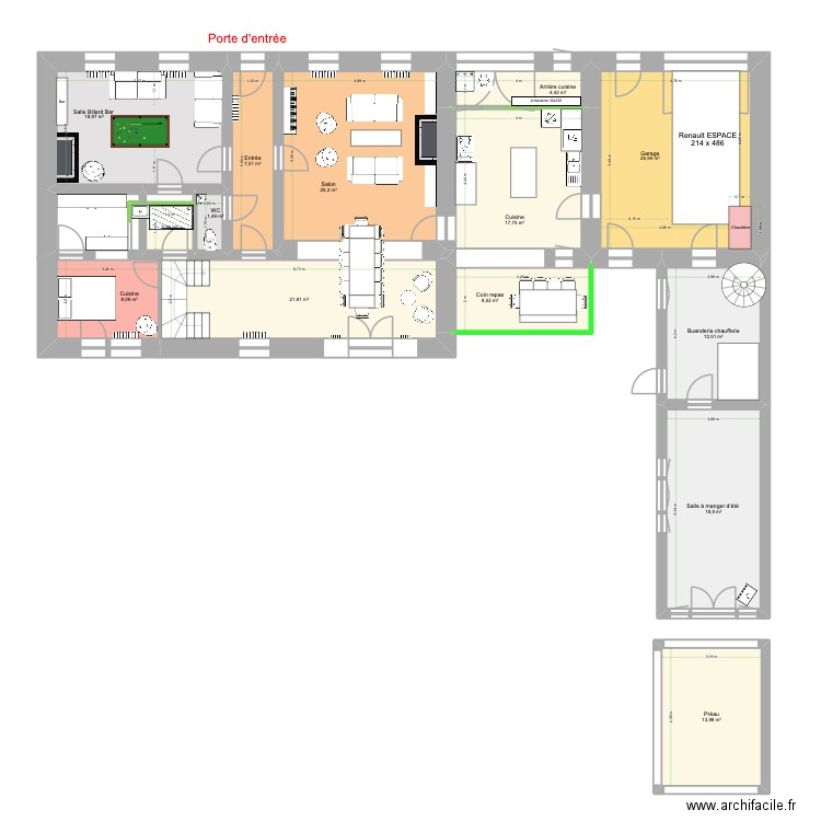 Morannes RDC evolution 2. Plan de 14 pièces et 189 m2