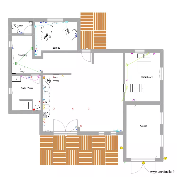 sch&eacute;ma architectural &eacute;clairage &eacute;tage. Plan de 