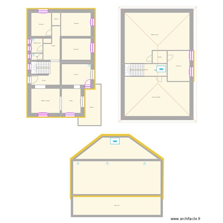 NOUVET - La coquille. Plan de 19 pièces et 349 m2