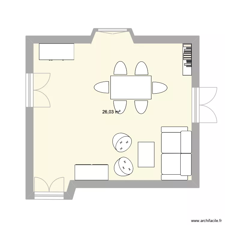 Salon. Plan de 1  et 26 m²