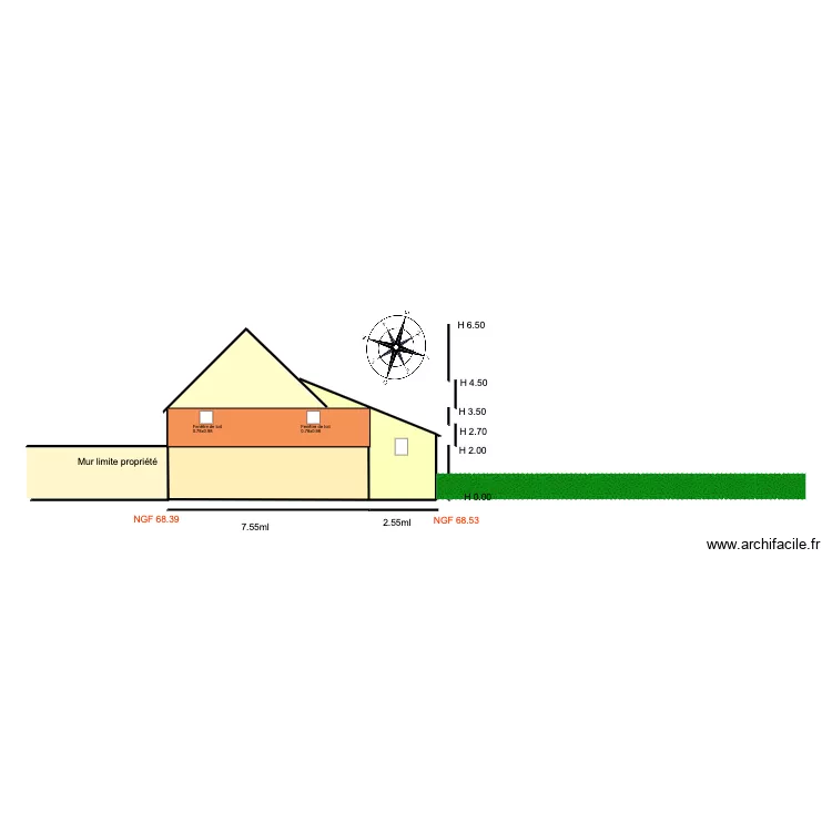 Facade OUEST                       Serbonnes. Plan de 