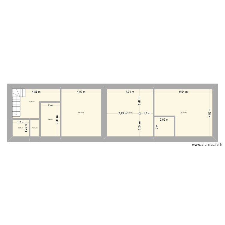 RDC actuel. Plan de 7 pièces et 94 m2
