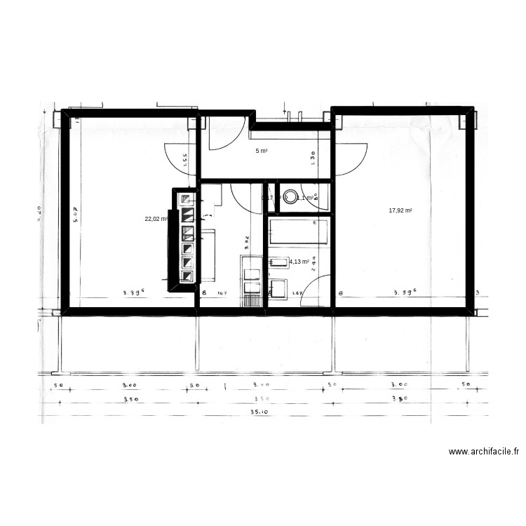 Tour a l'oiseau. Plan de 6 pièces et 50 m2