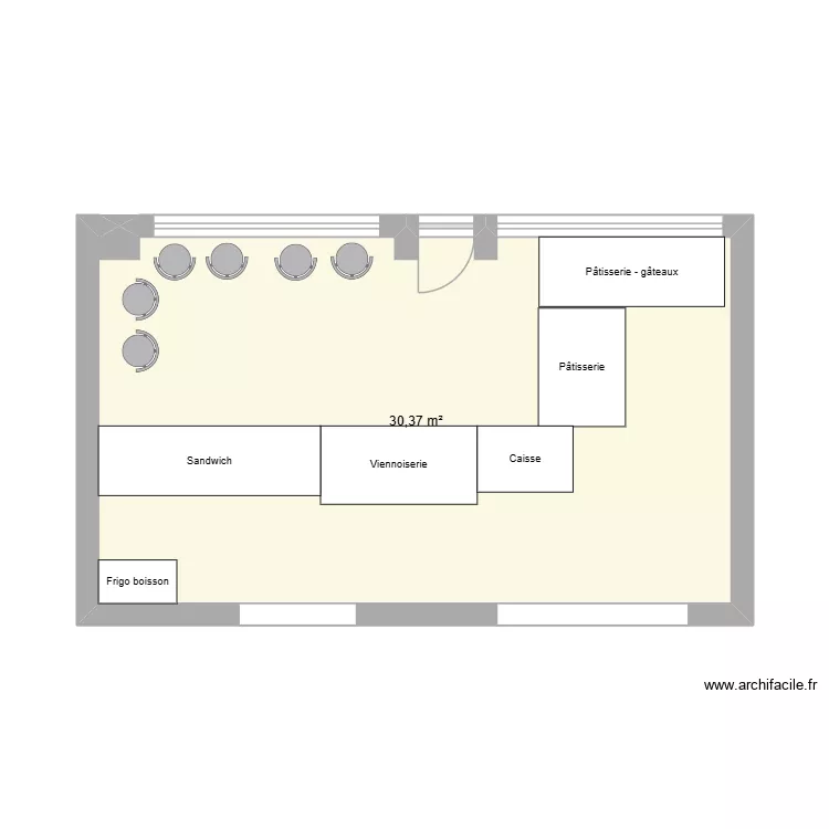 Boutique. Plan de 1  et 30 m²