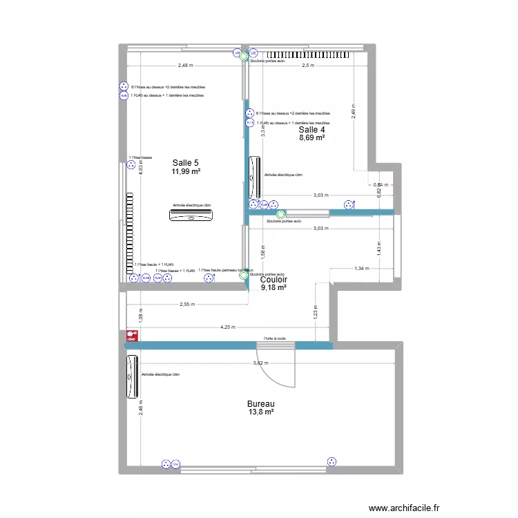 Travaux V2 &eacute;lec. Plan de 4  et 44 m²