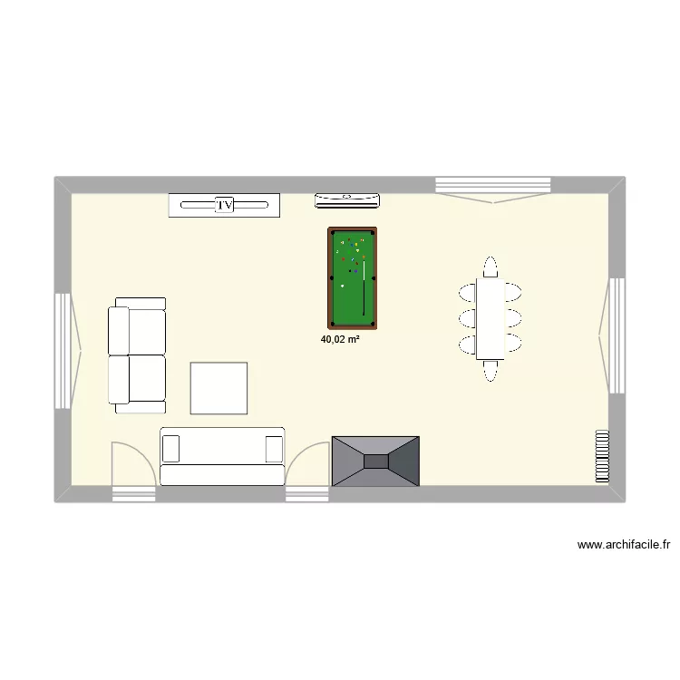 s&lon salle a manger. Plan de 1  et 40 m²