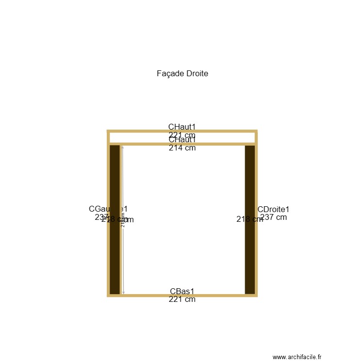 Façade droite. Plan de 0 pièce et 0 m2