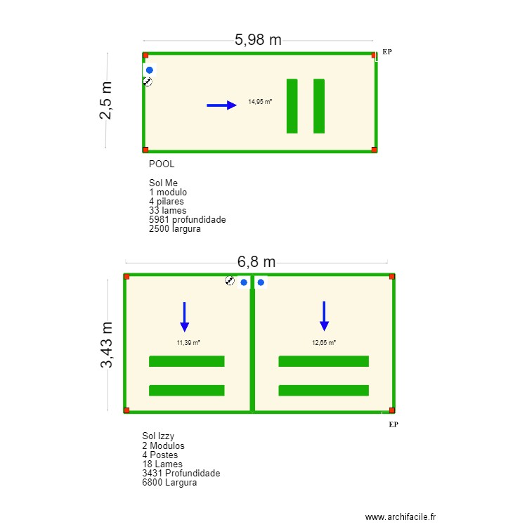 Josh Tobin- Monchique. Plan de 3 pièces et 39 m2