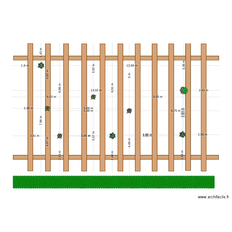 mur cote cour. Plan de 0 pièce et 0 m2