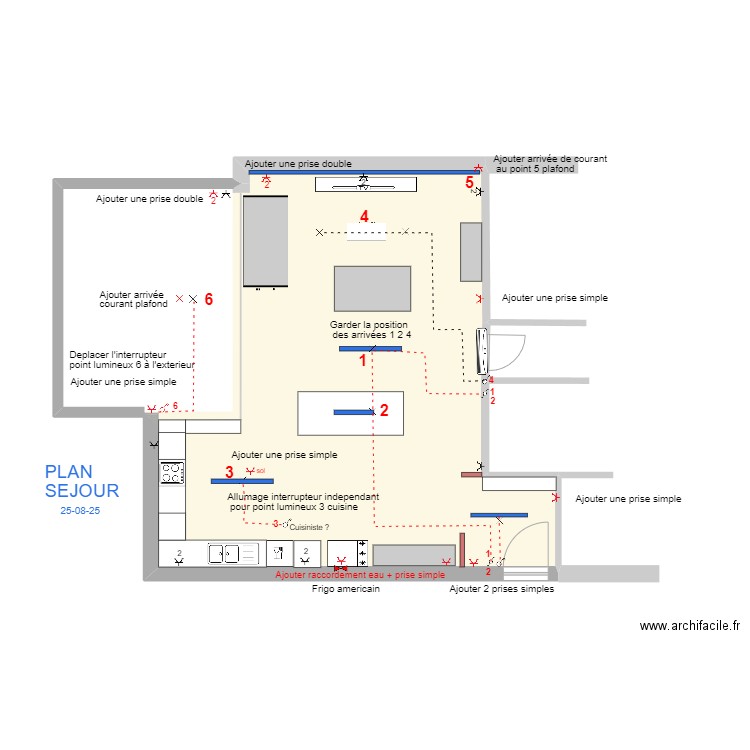 PLAN - SEJOUR 25-08-25 - 1-50. Plan de 1 pièce et 55 m2