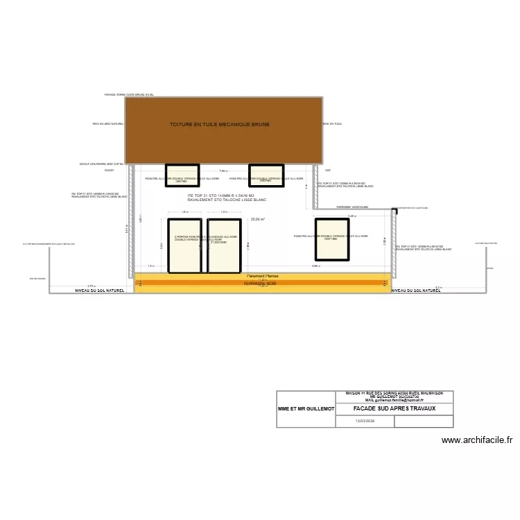 SORIN FACADE SUD APRES TRAVAUX 2. Plan de 8  et 89 m²