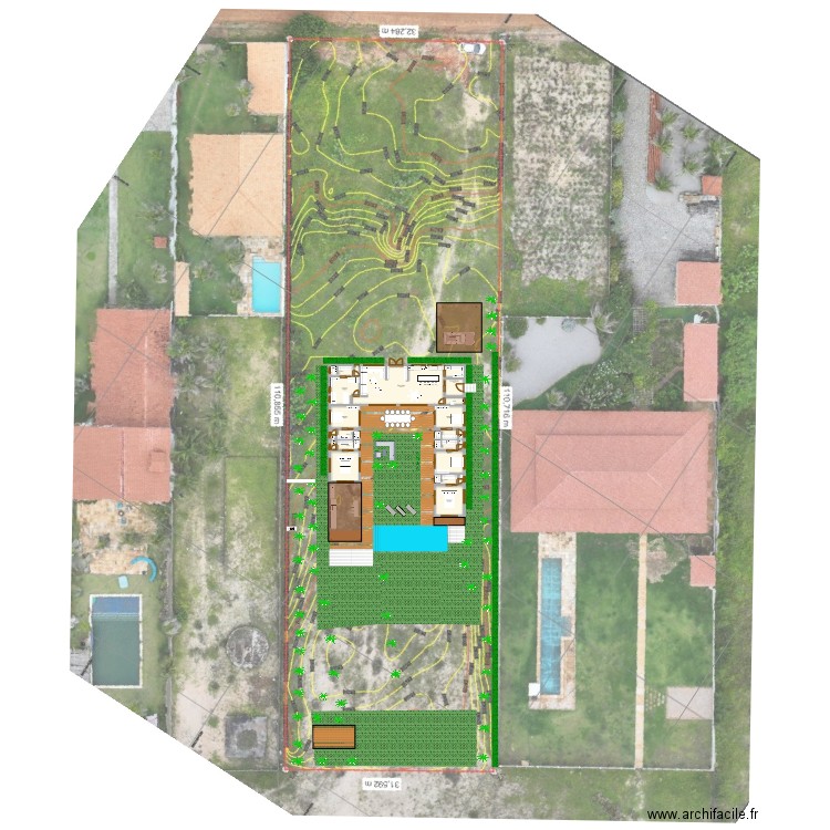 Taiba3. Plan de 16 pièces et 241 m2
