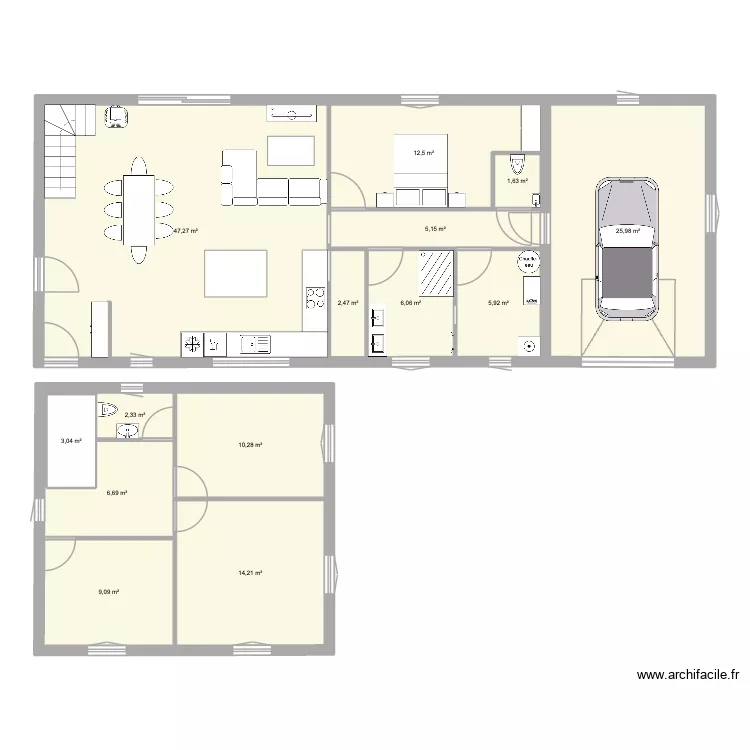 nouveau 25/01/26. Plan de 14  et 153 m²