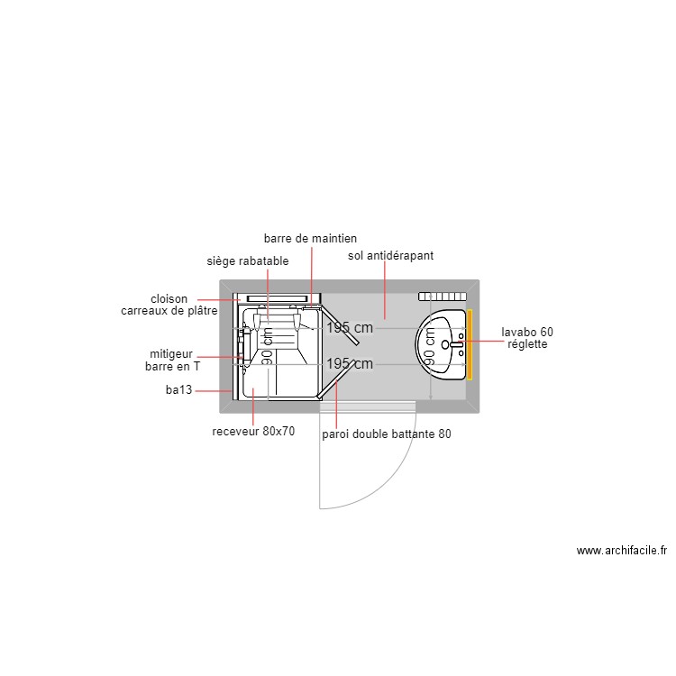 boughiout. Plan de 1 pièce et 2 m2