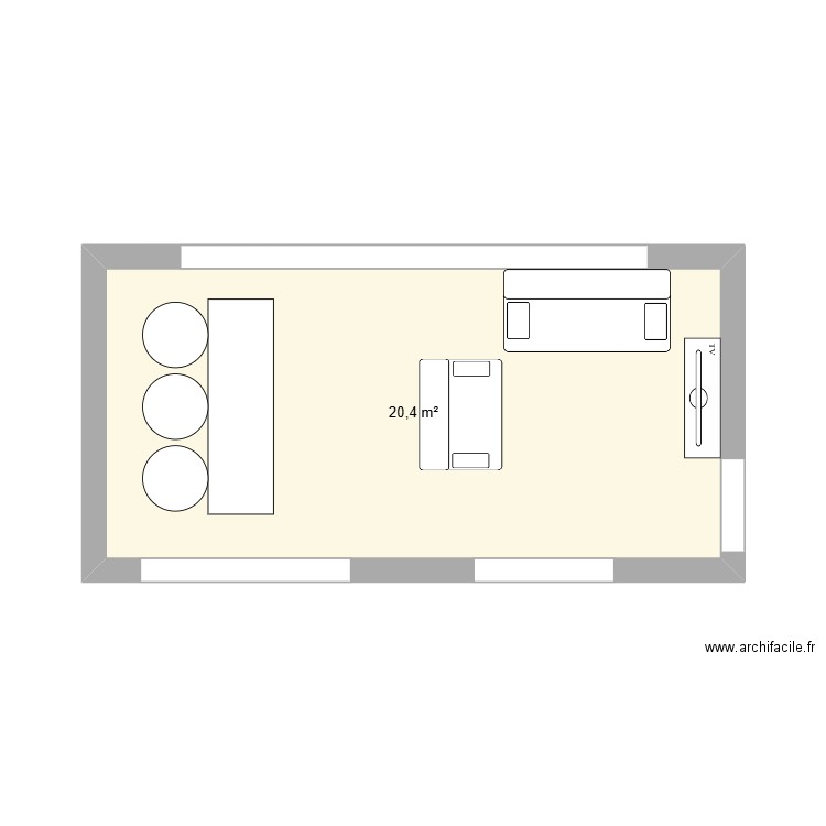 veranda. Plan de 1 pièce et 20 m2