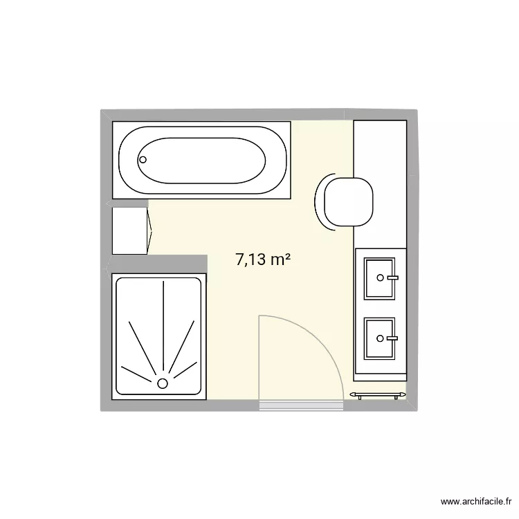 SDB 2. Plan de 1 pièce et 7 m²