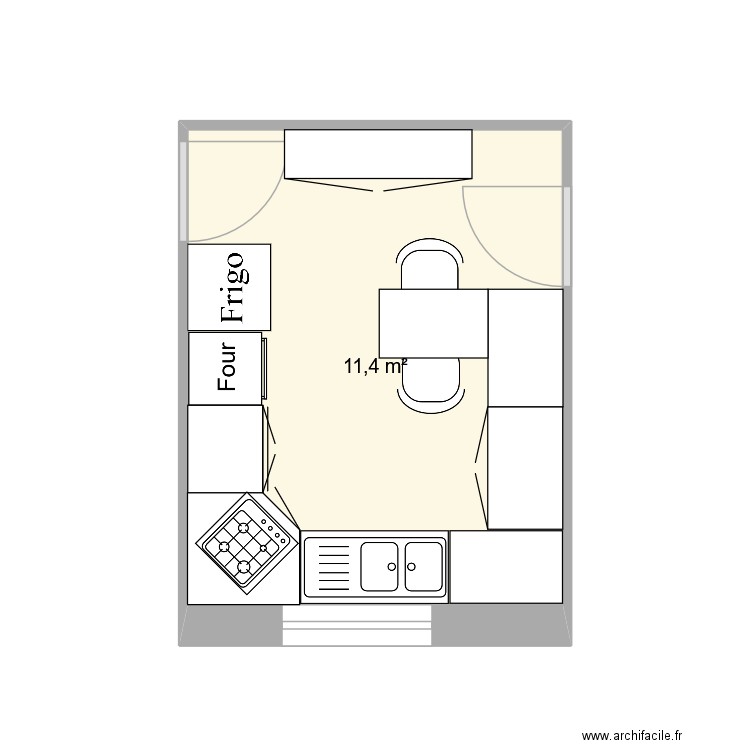 Cuisine. Plan de 1 pièce et 11 m2
