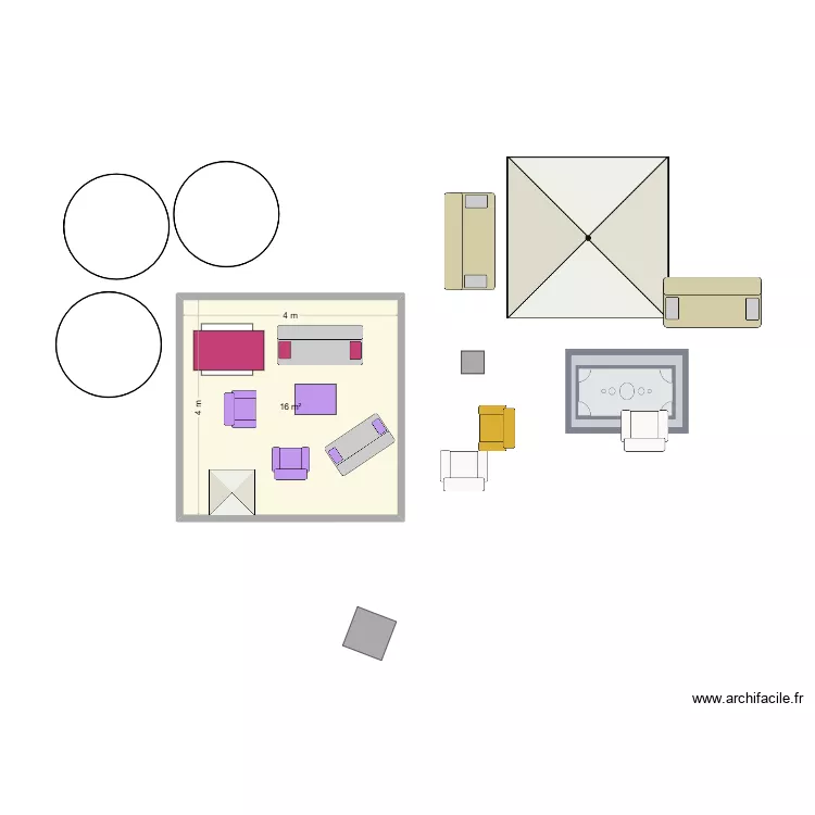 terrasse toit. Plan de 1  et 16 m²