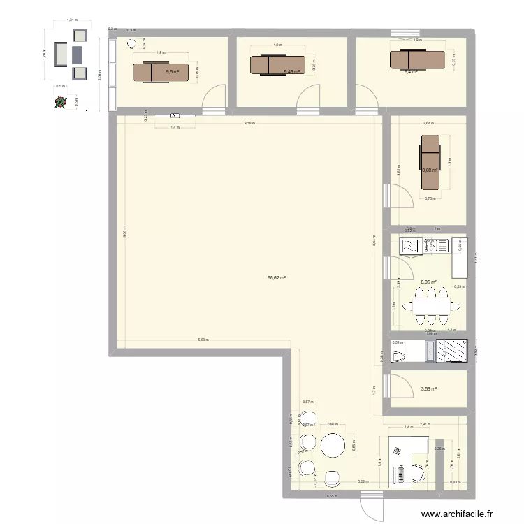 Plan cabinet kin&eacute;. Plan de 