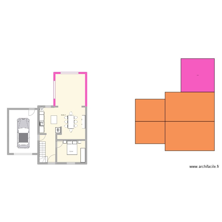 domicile 2. Plan de 2 pièces et 62 m2