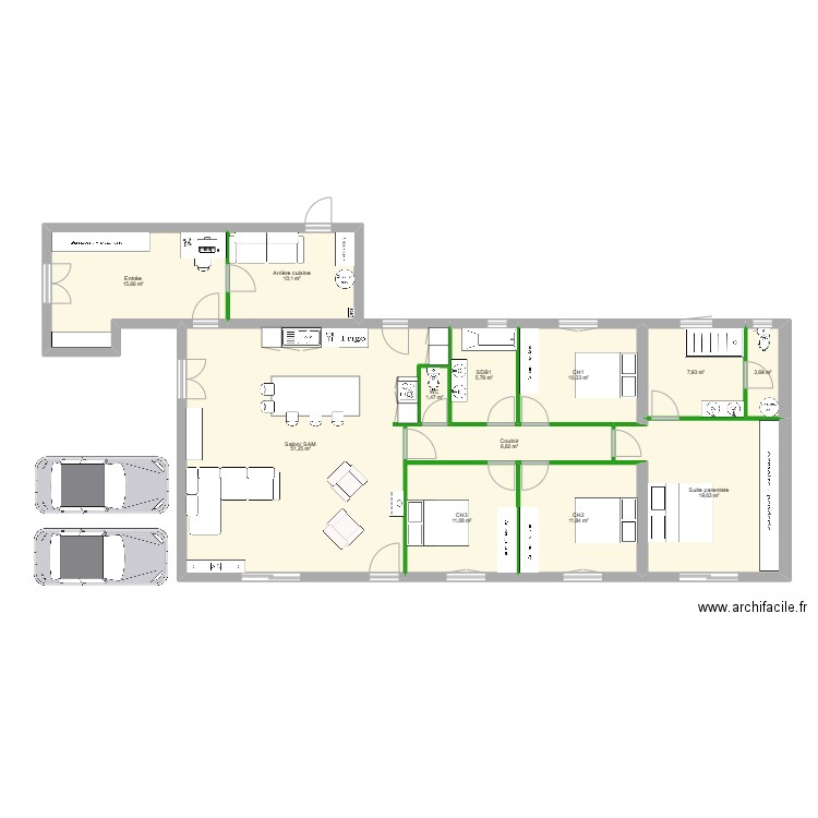 Malves Salon V7. Plan de 12 pièces et 155 m2