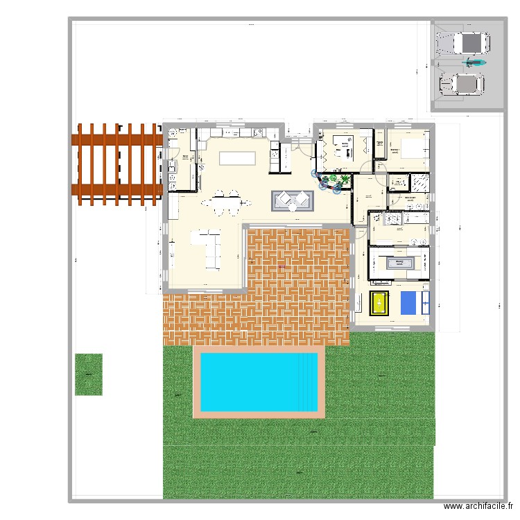 plan tours U modif. Plan de 14 pièces et 1136 m2
