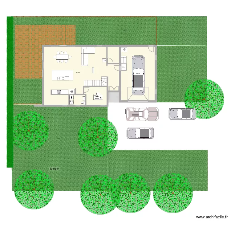 M3 implantation. Plan de 4  et 135 m²