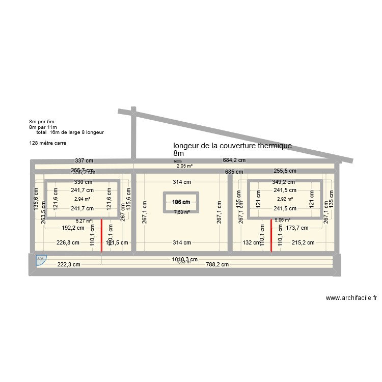 facade devant  a. Plan de 8 pièces et 32 m2