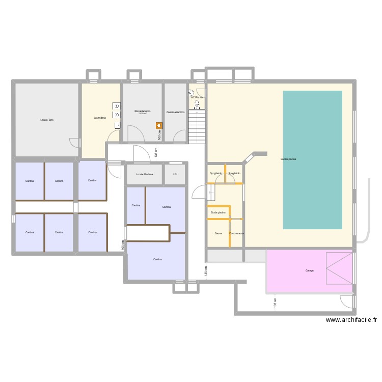 Ascona Cantina. Plan de 37 pièces et 365 m2
