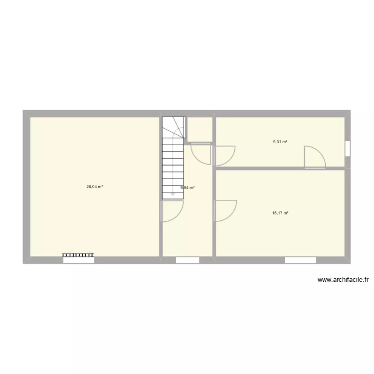 RDC Actuel. Plan de 4 Pièces et 61 m² RDC Actuel. Plan de 4 Pièces et 61 m²