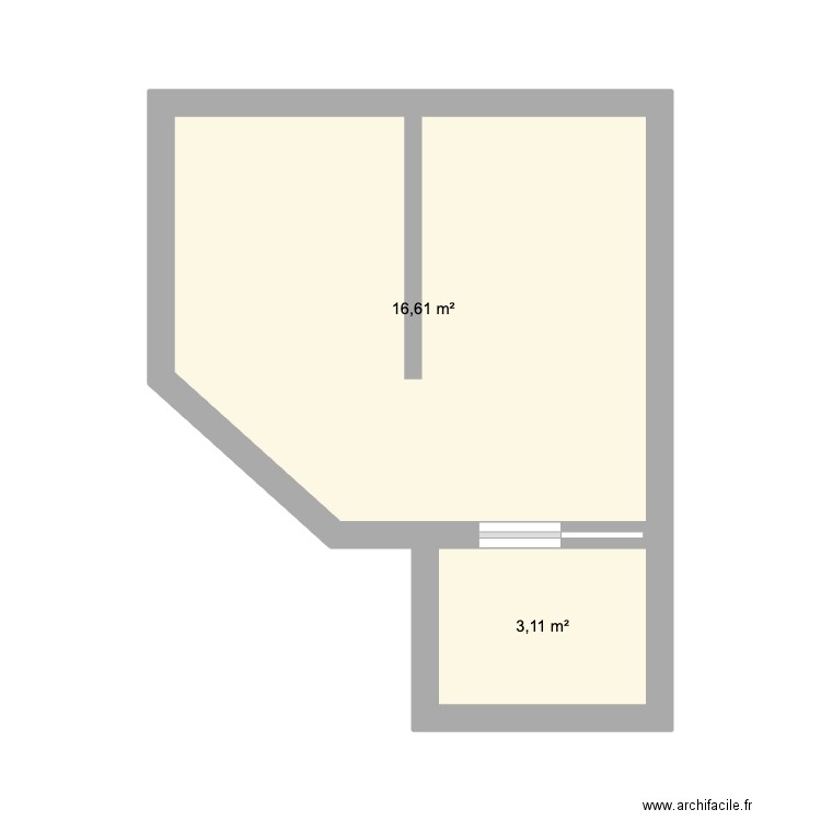 sous sol lépante. Plan de 2 pièces et 20 m2