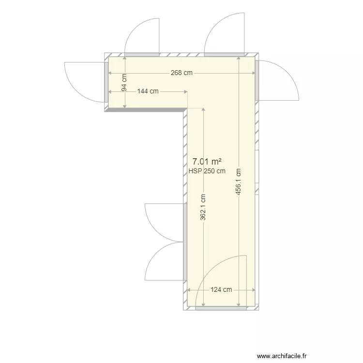 LABUSSIERE COULOIR. Plan de 1  et 7 m²