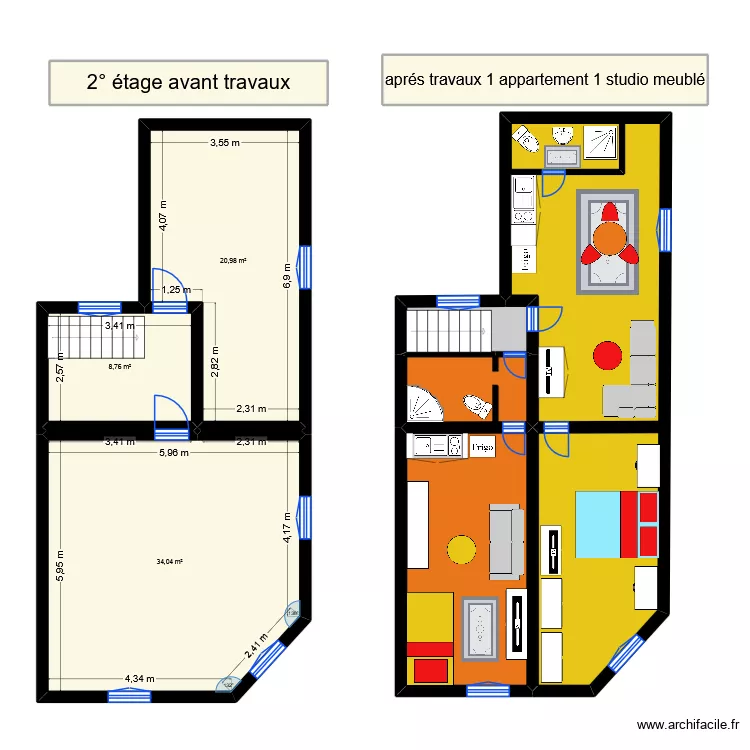 carpeaux 2&deg;&eacute;tage. Plan de 11  et 143 m²