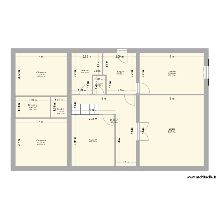 BAYLE Emilie - Pierre-Henry. Plan de 11 pièces et 121 m2
