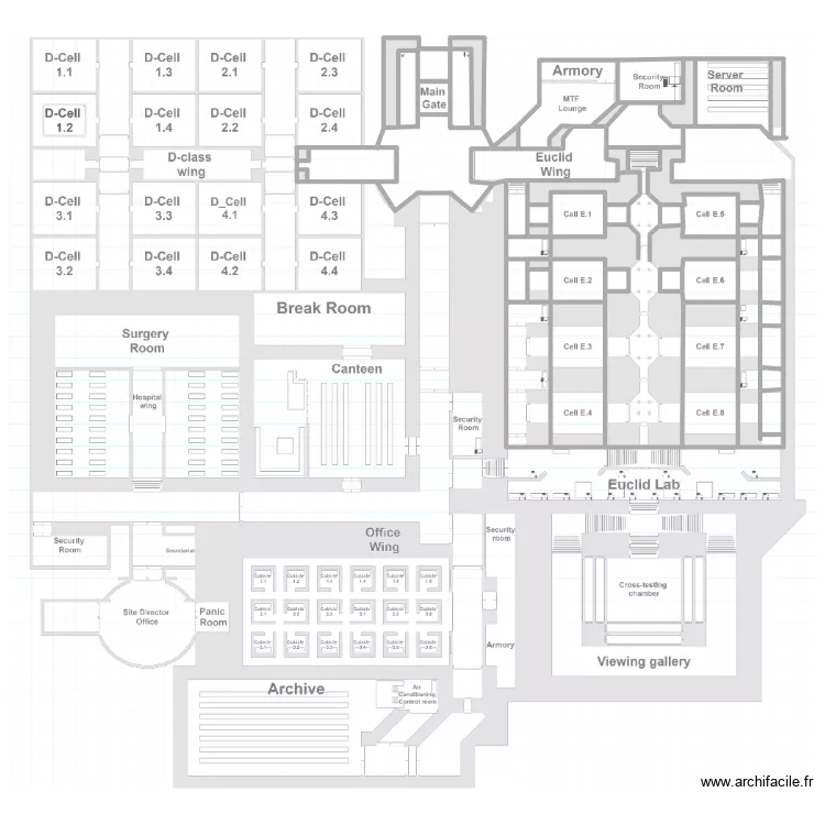 SCP site test. Plan de 46  et 1211 m²