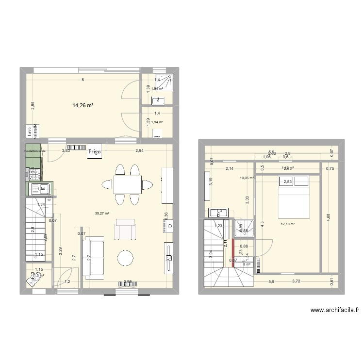 Plan maison juliette avec modifications. Plan de 10 pièces et 94 m2