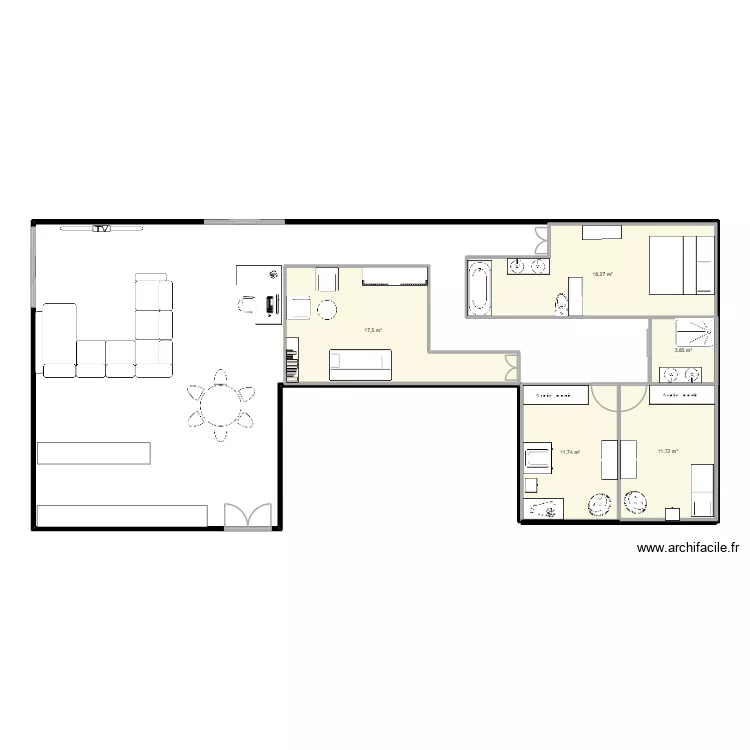 plan maison 3. Plan de 5 pièces et 63 m²