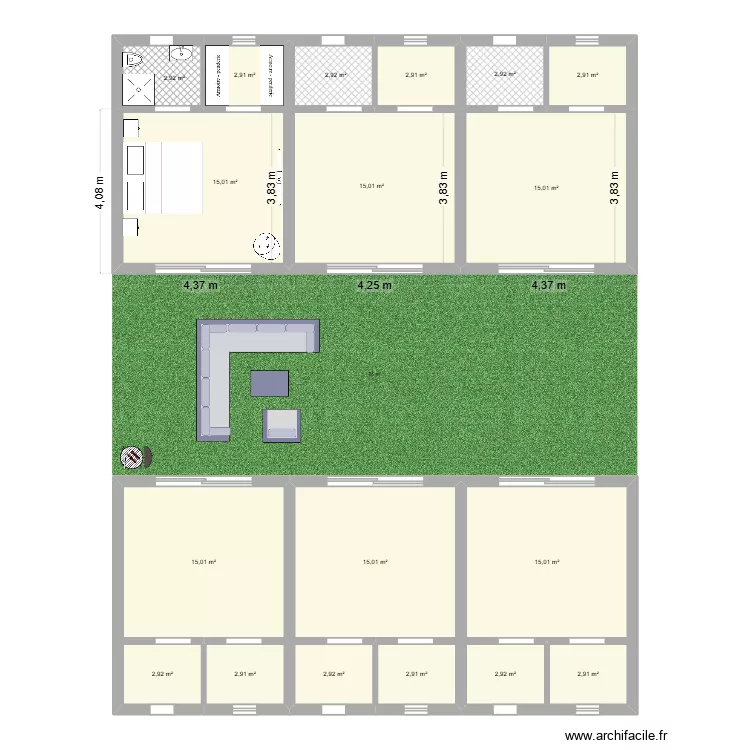 Jaiy. Plan de 18  et 125 m²