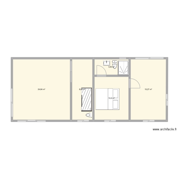 Dépendance. Plan de 5 pièces et 63 m2