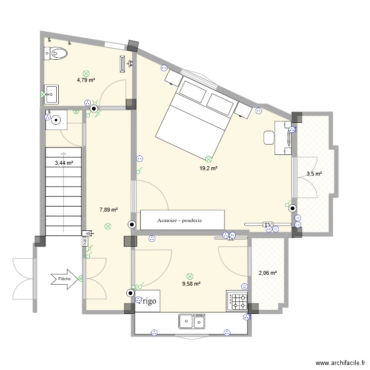 Lahouel. Plan de 6 pièces et 47 m2