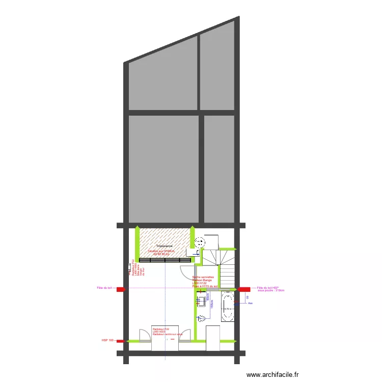 BAUCQ 77 4e &eacute;tage def V 01/26 Eau Chauffage. Plan de 9  et 91 m²