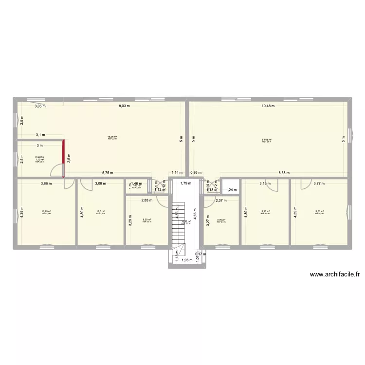 pi&eacute;train RDC. Plan de 11  et 199 m²