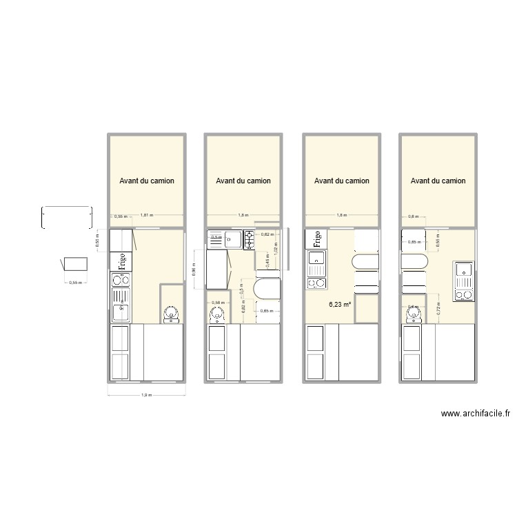 van. Plan de 9 pièces et 43 m2