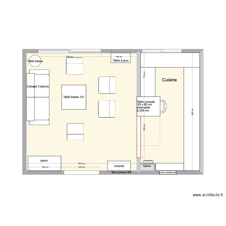 Plan n°3. Plan de 3 pièces et 33 m2