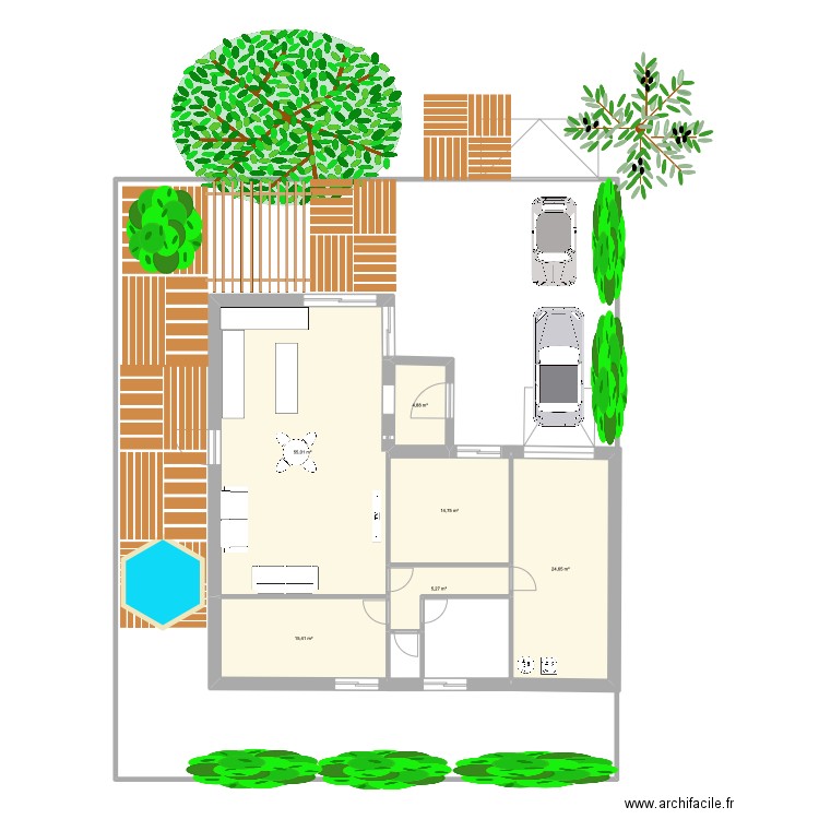 Miejour 2. Plan de 6 pièces et 120 m2