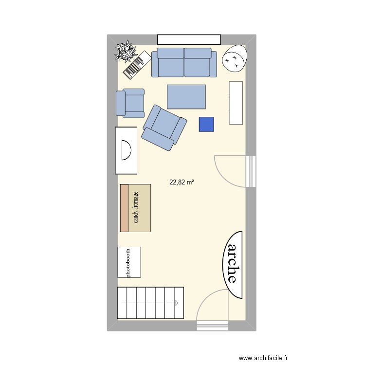 acceuil mariage. Plan de 1 pièce et 23 m2