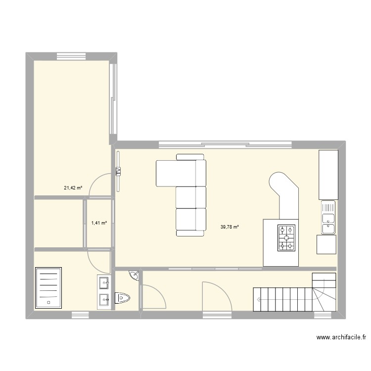 maison t5 étage. Plan de 3 pièces et 63 m2